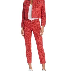 CURRENT/ELLIOT Red Animal Print Boyfriend Jeans